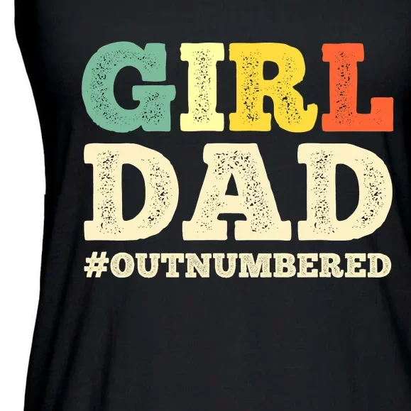 Cool  Dad For Father Super Proud Dad Outnumbered Dad Ladies Essential Flowy Tank