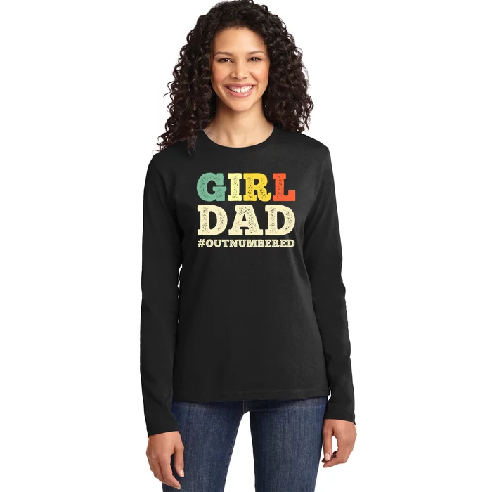 Cool  Dad For Father Super Proud Dad Outnumbered Dad Ladies Long Sleeve Shirt