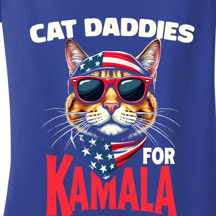 Cat Daddies For Kamala Harris 2024 Gift Women's V-Neck T-Shirt