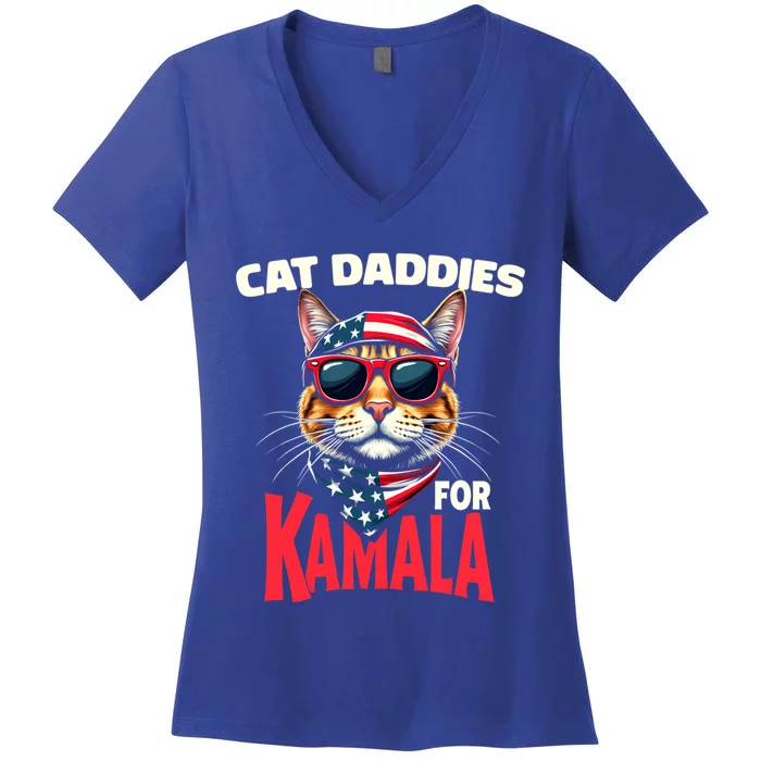 Cat Daddies For Kamala Harris 2024 Gift Women's V-Neck T-Shirt