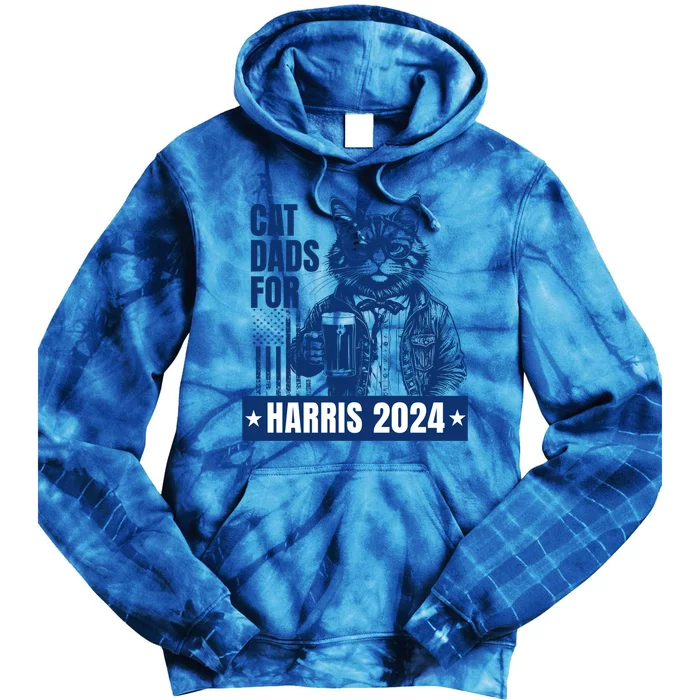 Cat Dads For Kamala Harris Cat Daddy Walz Waltz Vote Voting Gift Tie Dye Hoodie