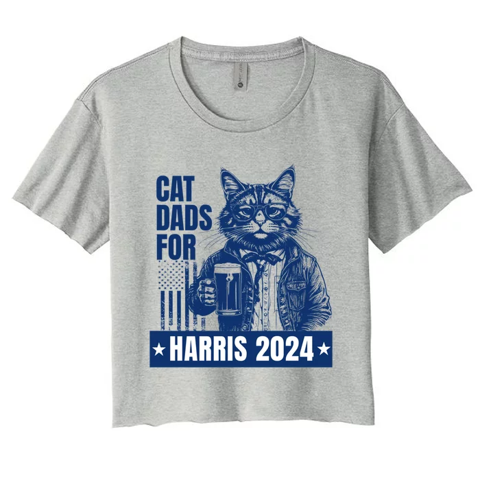 Cat Dads For Kamala Harris Cat Daddy Walz Waltz Vote Voting Gift Women's Crop Top Tee