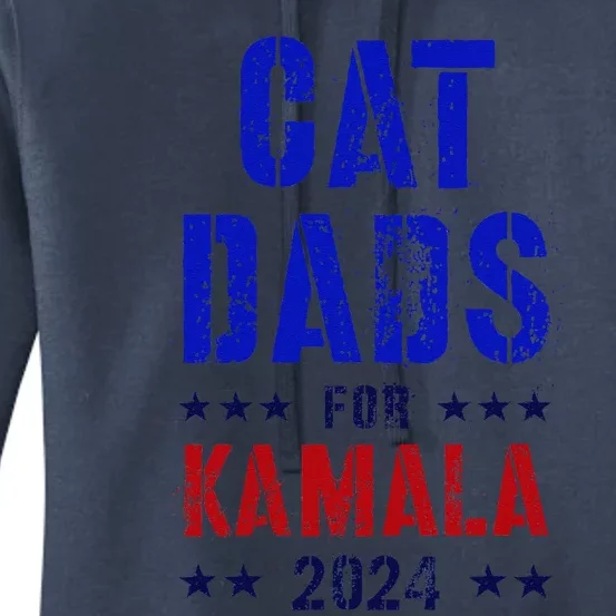 Cat Dads For Kamala 2024 Feminist Joyful Warrior Women's Pullover Hoodie