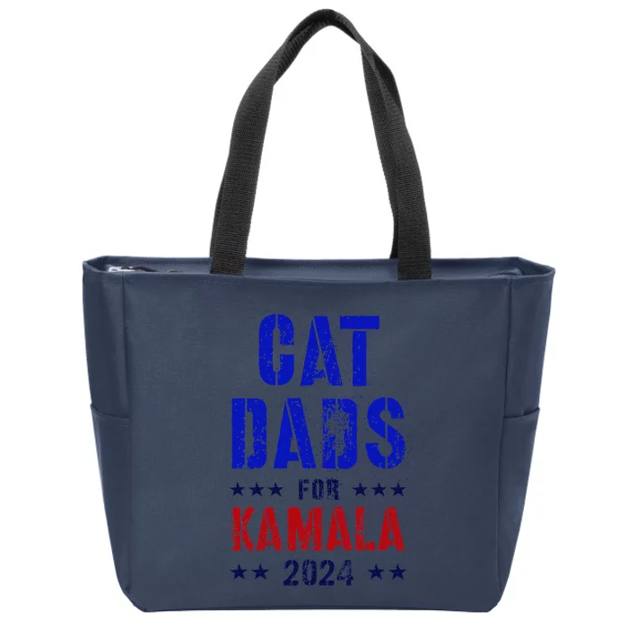 Cat Dads For Kamala 2024 Feminist Joyful Warrior Zip Tote Bag