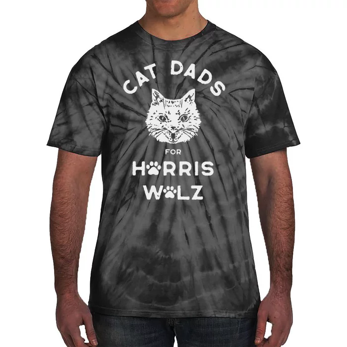 Cat Dads For Harris Walz Tie-Dye T-Shirt