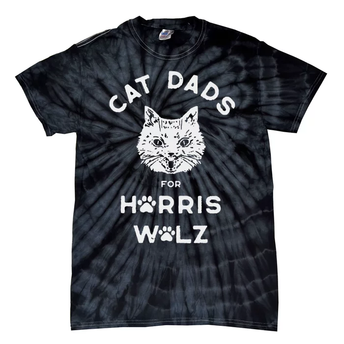 Cat Dads For Harris Walz Tie-Dye T-Shirt