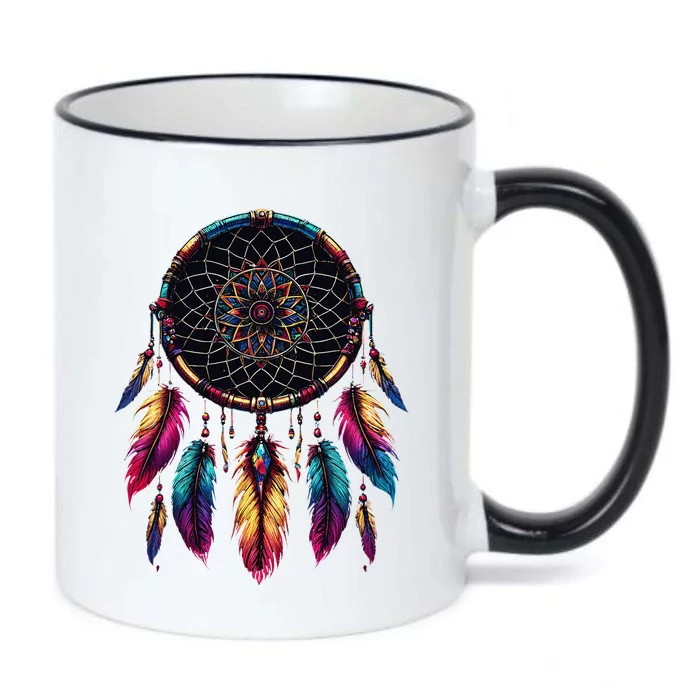 Colorful Dreamcatcher Feather Native American Indian Art Black Color Changing Mug