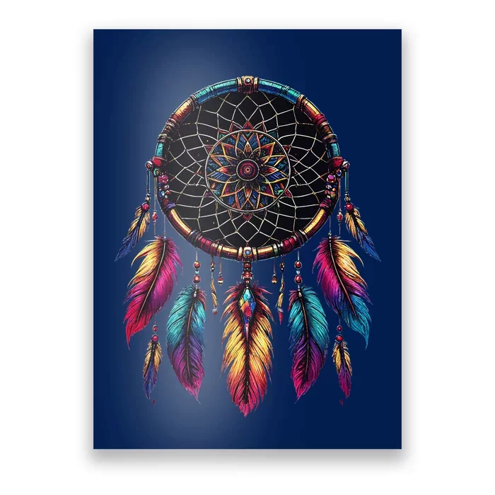 Colorful Dreamcatcher Feather Native American Indian Art Poster