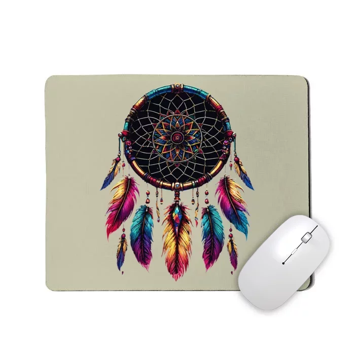 Colorful Dreamcatcher Feather Native American Indian Art Mousepad