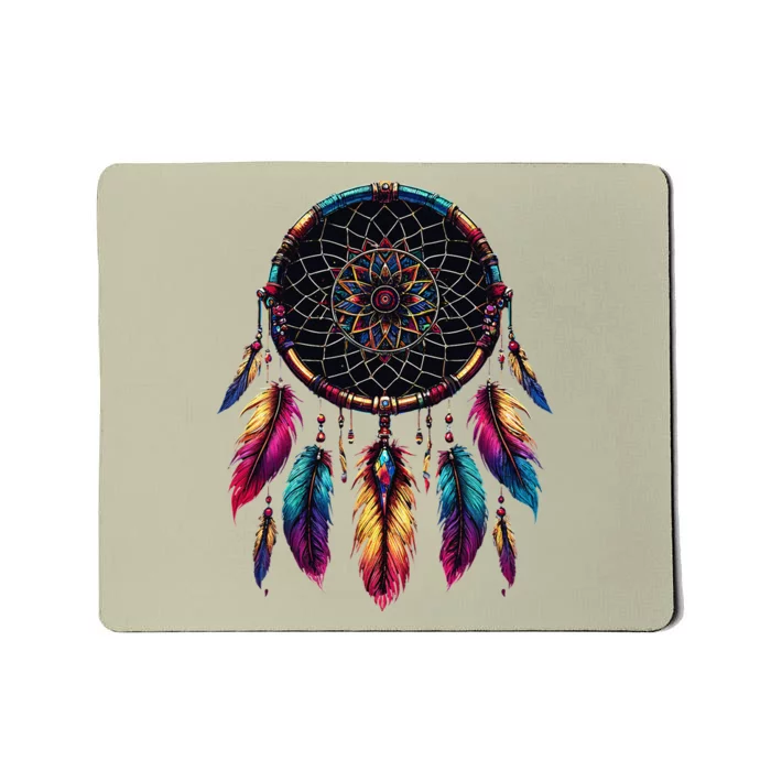 Colorful Dreamcatcher Feather Native American Indian Art Mousepad