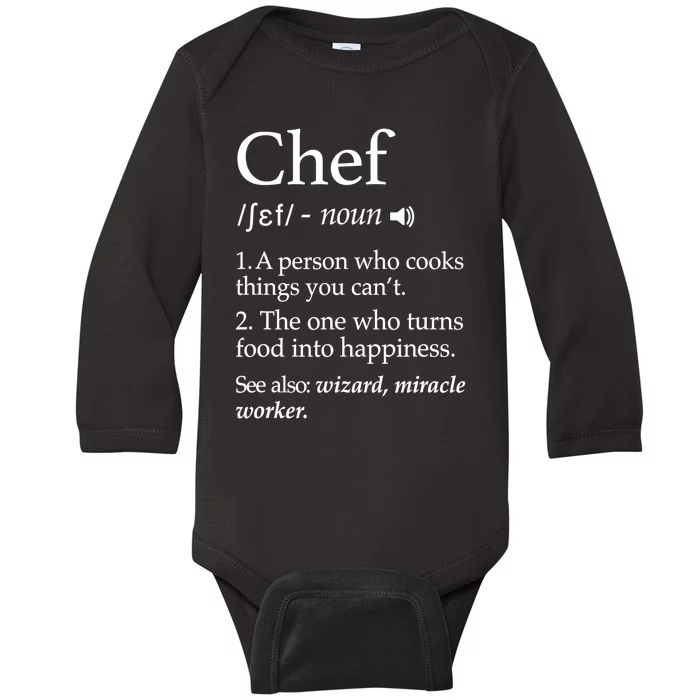 Chef Definition Funny Line Saying Cook Cooking Gifts Chefs TShirt Baby Long Sleeve Bodysuit