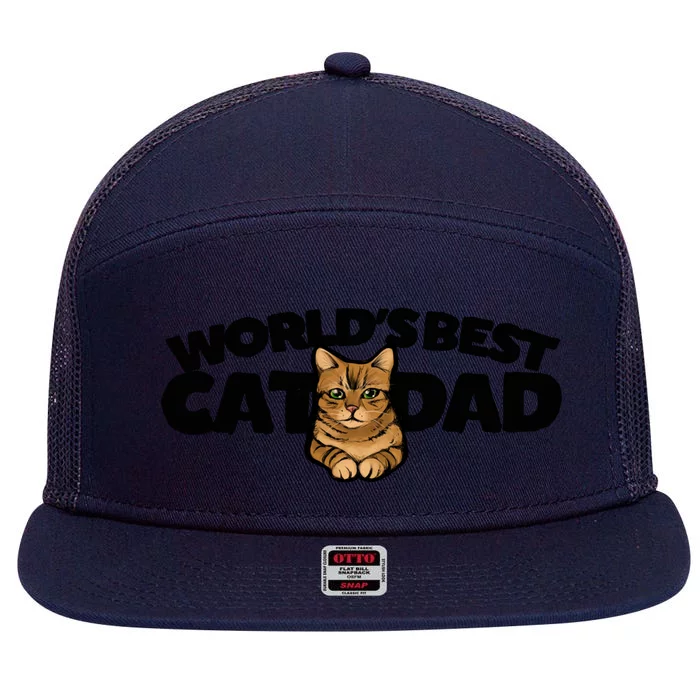 Cat Dad Funny Cat Person Humor Gift 7 Panel Mesh Trucker Snapback Hat