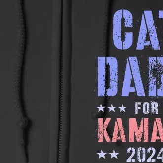 Cat Dads For Kamala 2024 Feminist Grab Him By Ballot Full Zip Hoodie