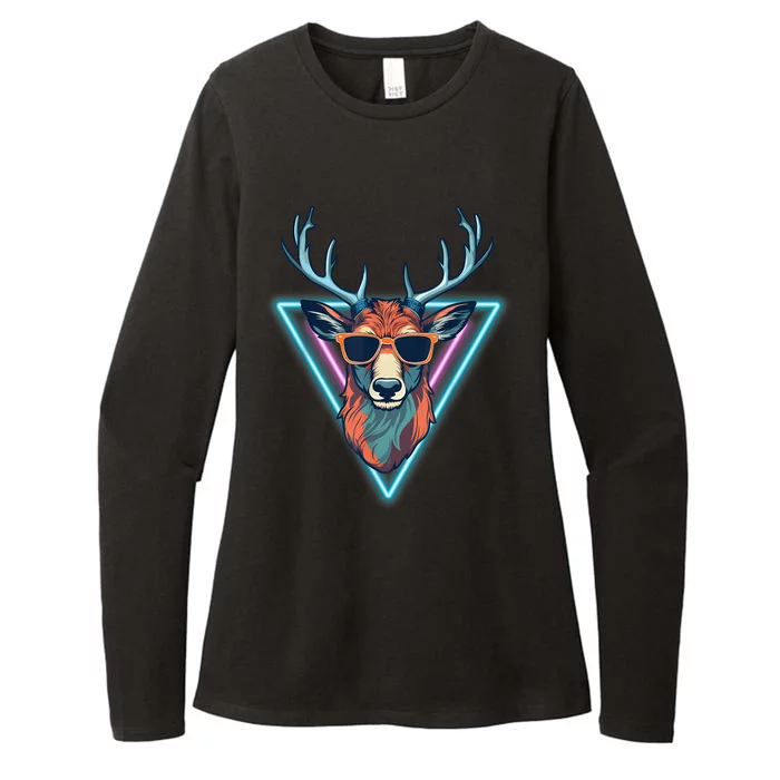 Cool Deer Funny Animal Party Wear Sunglasses Vintage 70s 80s Womens CVC Long Sleeve Shirt