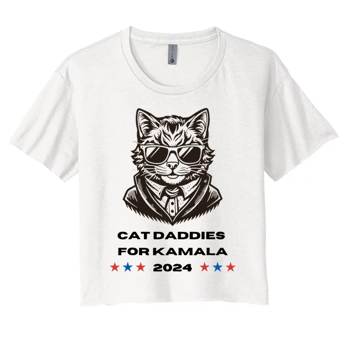 Cat Daddies For Kamala Funny Cat Dad Vote Election 2024 Women's Crop Top Tee