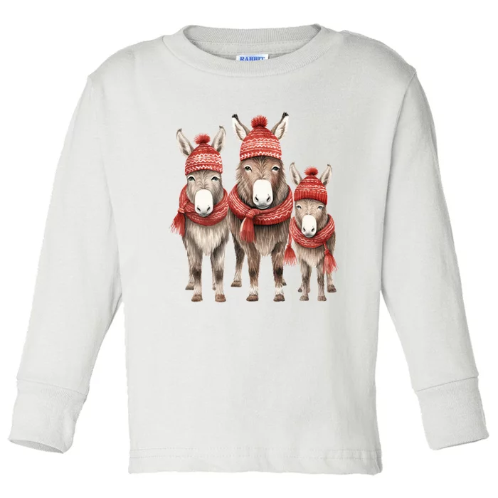 Christmas Donkey Family Matching Outfit Toddler Long Sleeve Shirt