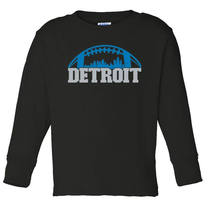 Cool Detroit Football With City Toddler Long Sleeve Shirt