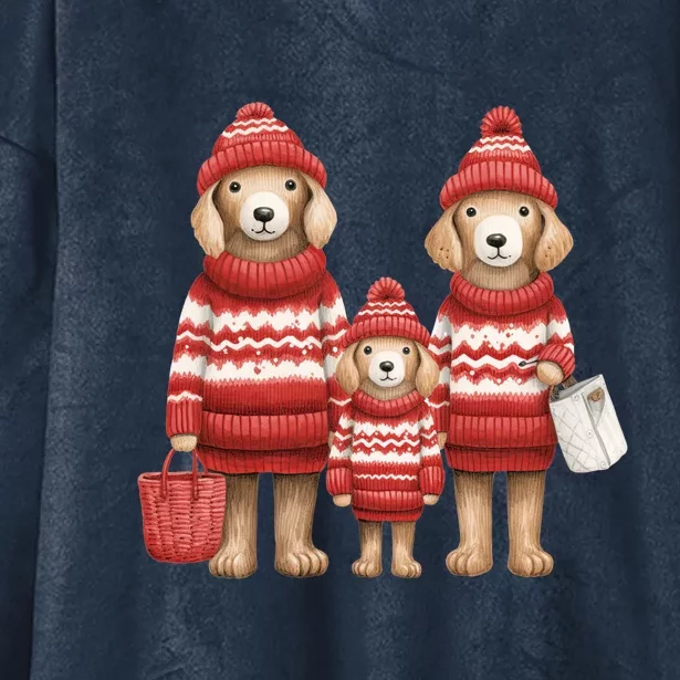 Christmas Dog Family Matching Outfit Hooded Wearable Blanket