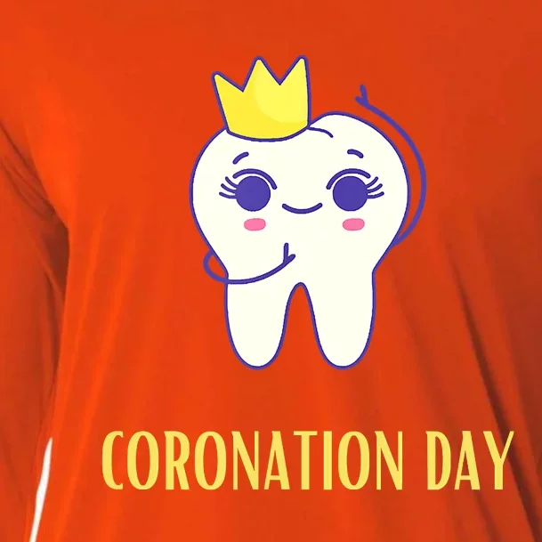 CORONATION DAY FUNNY TOOTH DENTAL CROWN Cooling Performance Long Sleeve Crew