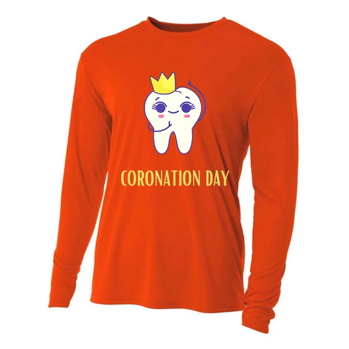 CORONATION DAY FUNNY TOOTH DENTAL CROWN Cooling Performance Long Sleeve Crew