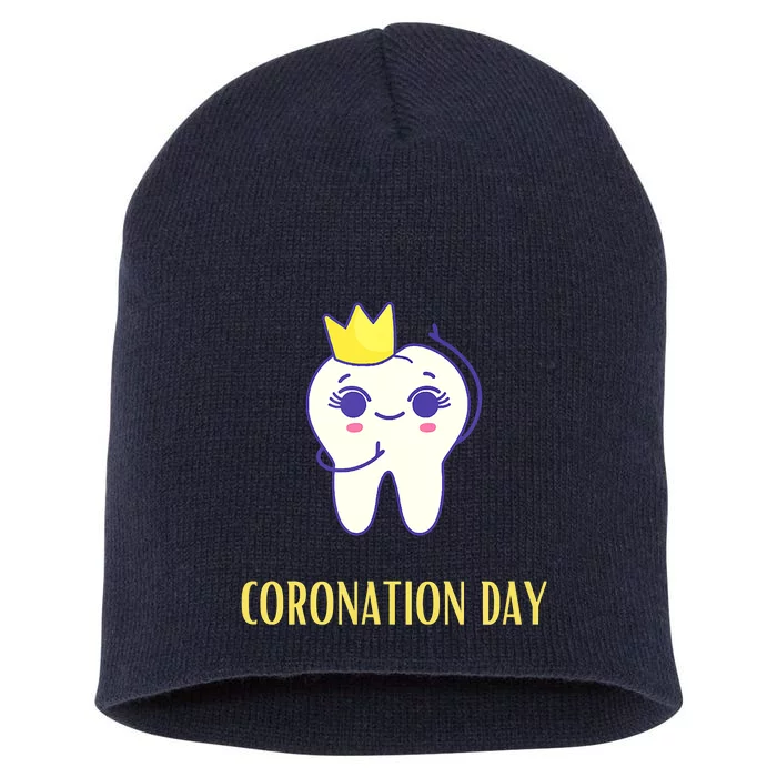 CORONATION DAY FUNNY TOOTH DENTAL CROWN Short Acrylic Beanie