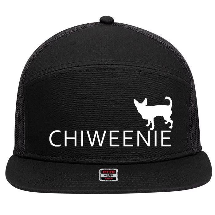 Chiweenie Dog Funny Logo 7 Panel Mesh Trucker Snapback Hat