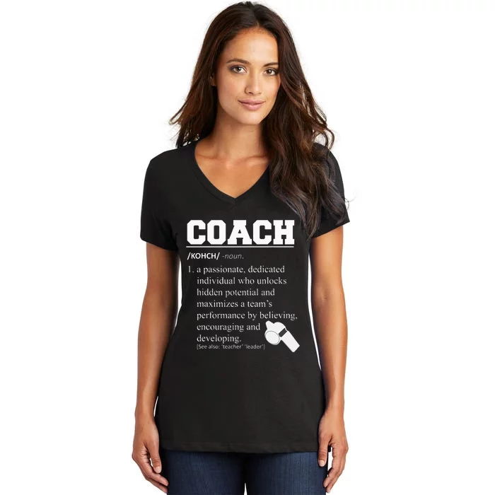 Coach Definition Funny Coach Women's V-Neck T-Shirt