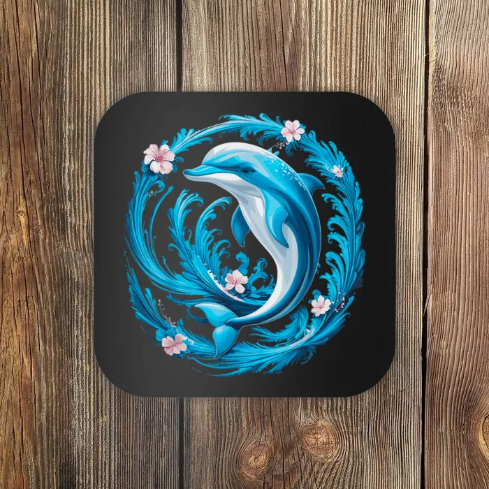 Cute Dolphin Floral Coaster