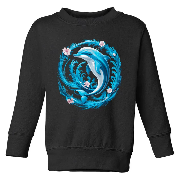 Cute Dolphin Floral Toddler Sweatshirt