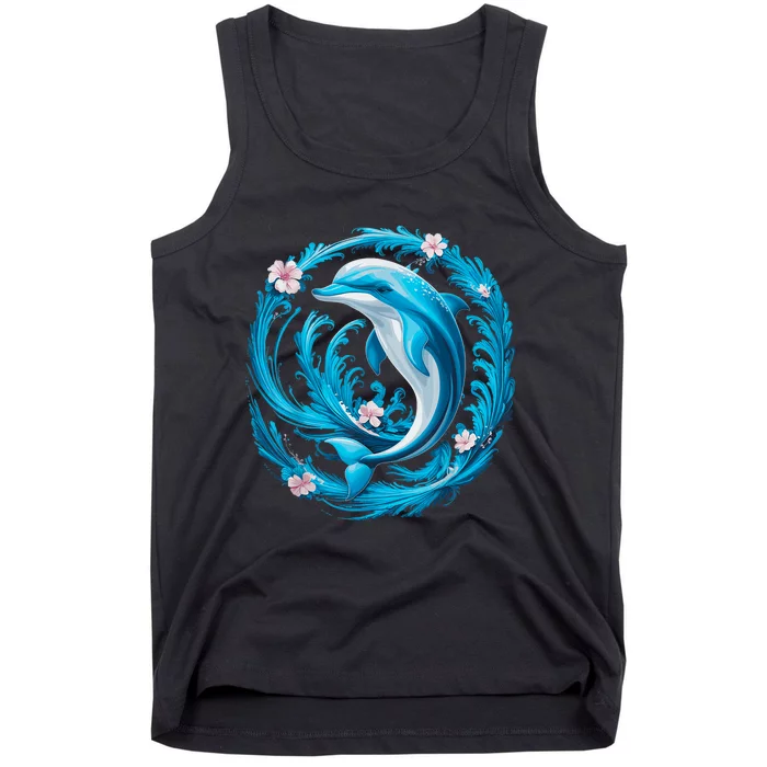 Cute Dolphin Floral Tank Top