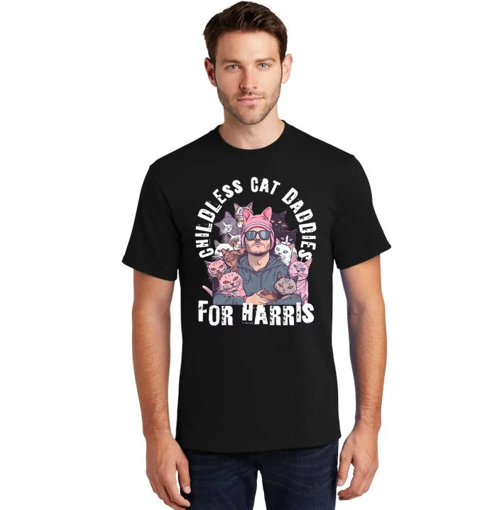 Cat Daddies For Harris Vote Hat Feminist Cat Dad Tall T-Shirt