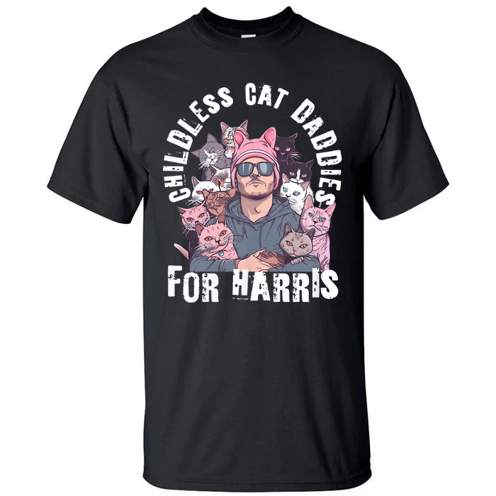 Cat Daddies For Harris Vote Hat Feminist Cat Dad Tall T-Shirt