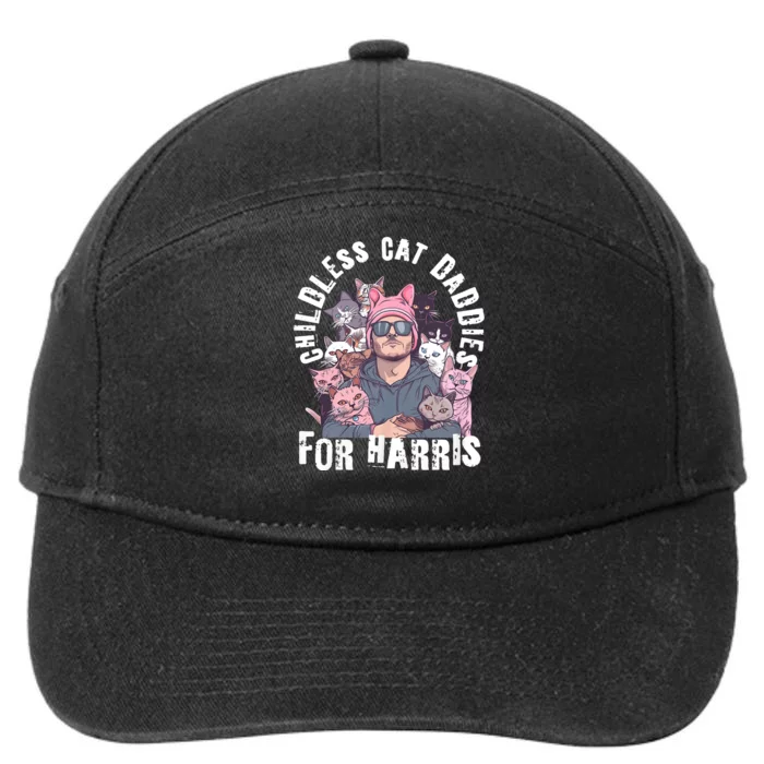 Cat Daddies For Harris Vote Hat Feminist Cat Dad 7-Panel Snapback Hat