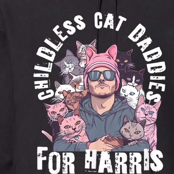 Cat Daddies For Harris Vote Hat Feminist Cat Dad Premium Hoodie