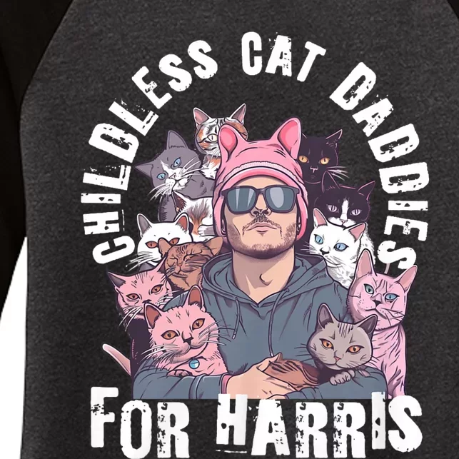 Cat Daddies For Harris Vote Hat Feminist Cat Dad Women's Tri-Blend 3/4-Sleeve Raglan Shirt