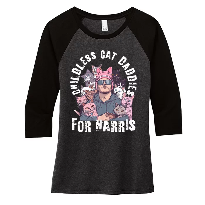 Cat Daddies For Harris Vote Hat Feminist Cat Dad Women's Tri-Blend 3/4-Sleeve Raglan Shirt