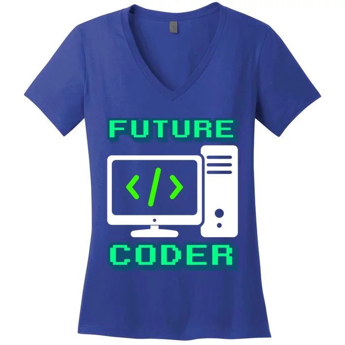 Coder Design Funny Programmer Computer Science Gift Women's V-Neck T-Shirt