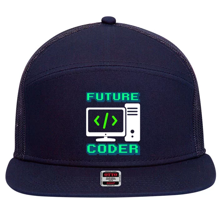 Coder Design Funny Programmer Computer Science Gift 7 Panel Mesh Trucker Snapback Hat