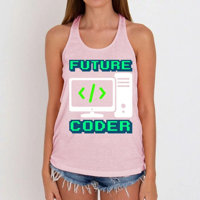 Coder Design Funny Programmer Computer Science Gift Women's Knotted Racerback Tank