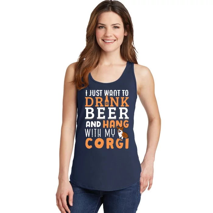 Corgi Dad Funny Father's Day Dog Lover Gift Beer Ladies Essential Tank