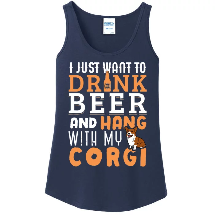 Corgi Dad Funny Father's Day Dog Lover Gift Beer Ladies Essential Tank