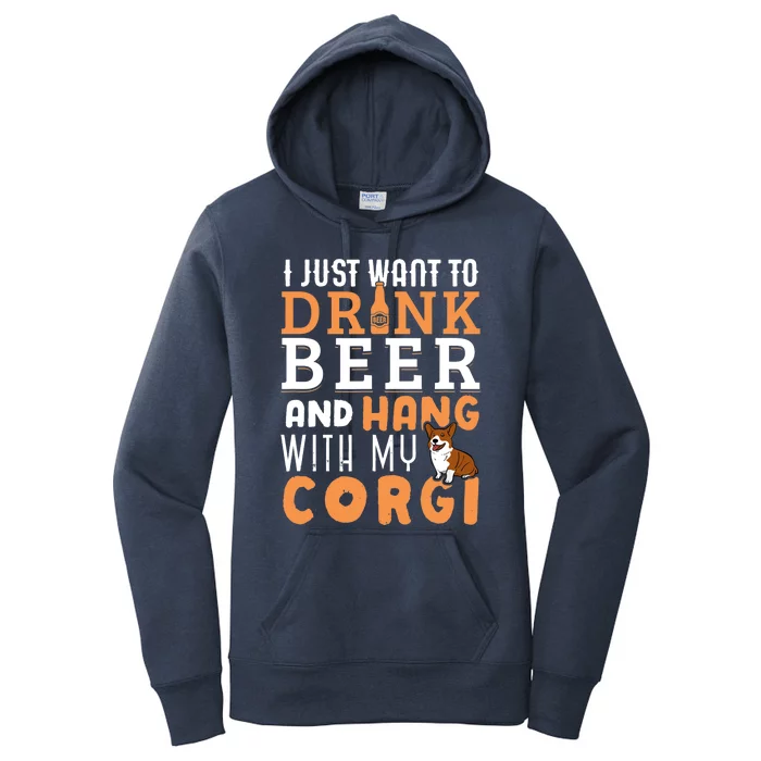 Corgi Dad Funny Father's Day Dog Lover Gift Beer Women's Pullover Hoodie