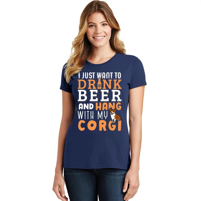 Corgi Dad Funny Father's Day Dog Lover Gift Beer Women's T-Shirt