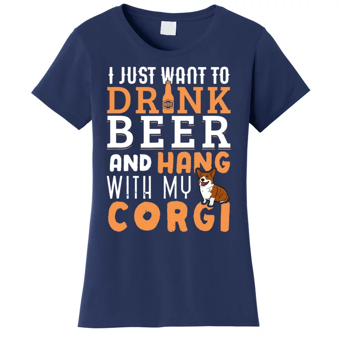 Corgi Dad Funny Father's Day Dog Lover Gift Beer Women's T-Shirt