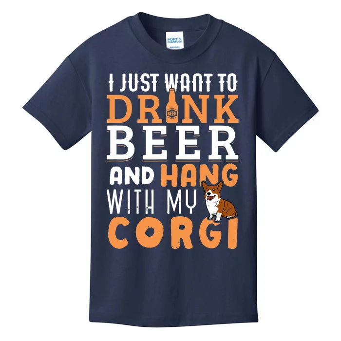 Corgi Dad Funny Father's Day Dog Lover Gift Beer Kids T-Shirt