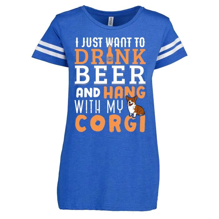 Corgi Dad Funny Father's Day Dog Lover Gift Beer Enza Ladies Jersey Football T-Shirt