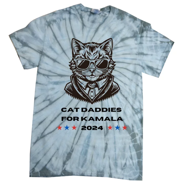 Cat Daddies For Kamala Funny Cat Dad Vote Election 2024 Tie-Dye T-Shirt