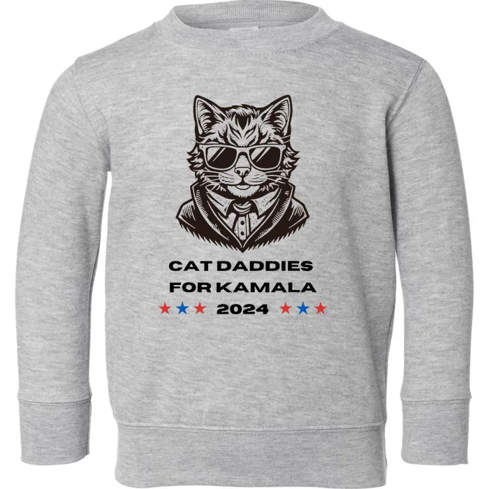 Cat Daddies For Kamala Funny Cat Dad Vote Election 2024 Toddler Sweatshirt