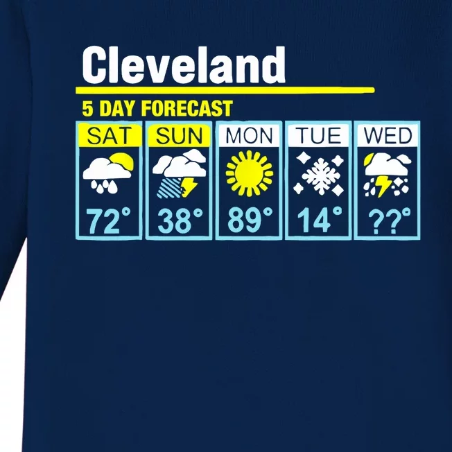 Cleveland-5 Day Forecast Funny Baby Long Sleeve Bodysuit