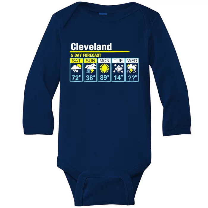 Cleveland-5 Day Forecast Funny Baby Long Sleeve Bodysuit